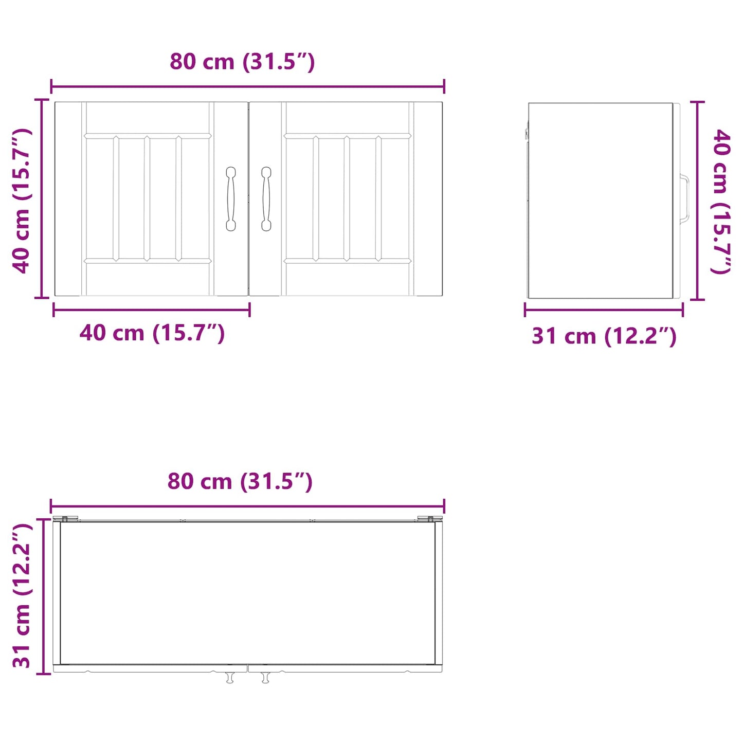 Wandschrank LUCCA Sonoma-Eiche 80 x 31 x 40 cm Holzwerkstoff
