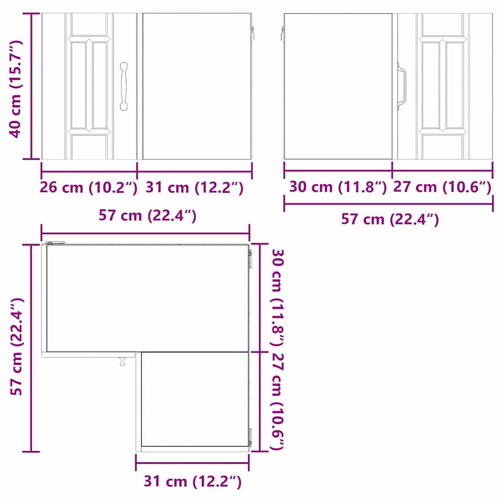 Wand-Eckschrank LUCCA Artisan-Eiche 57 x 57 x 40 cm