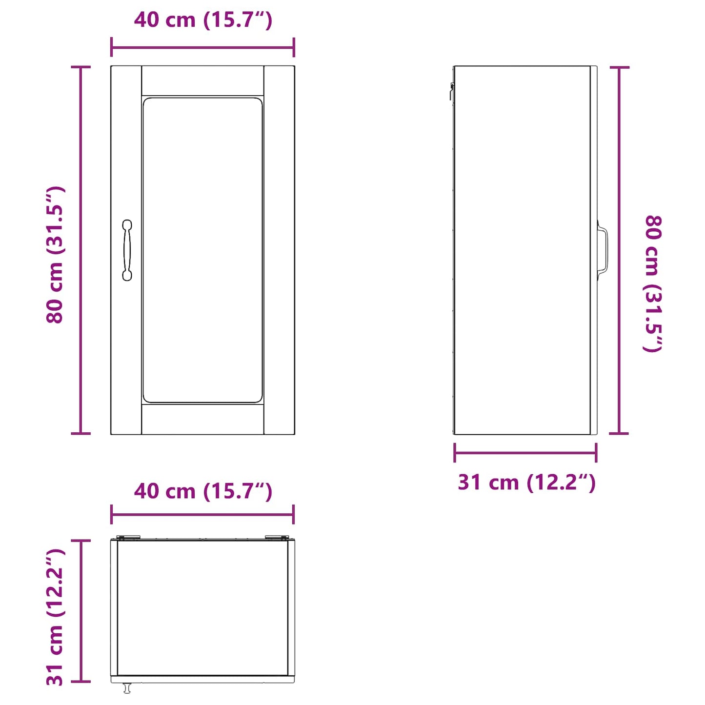 Wandglas-Schrank LUCCA 2 stk. Sonoma-Eiche Holzwerkstoff