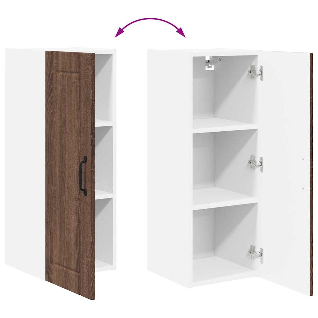 Küchenhängeschrank mit Regal Braun Eichen-Optik 30 x 31 x 80 cm