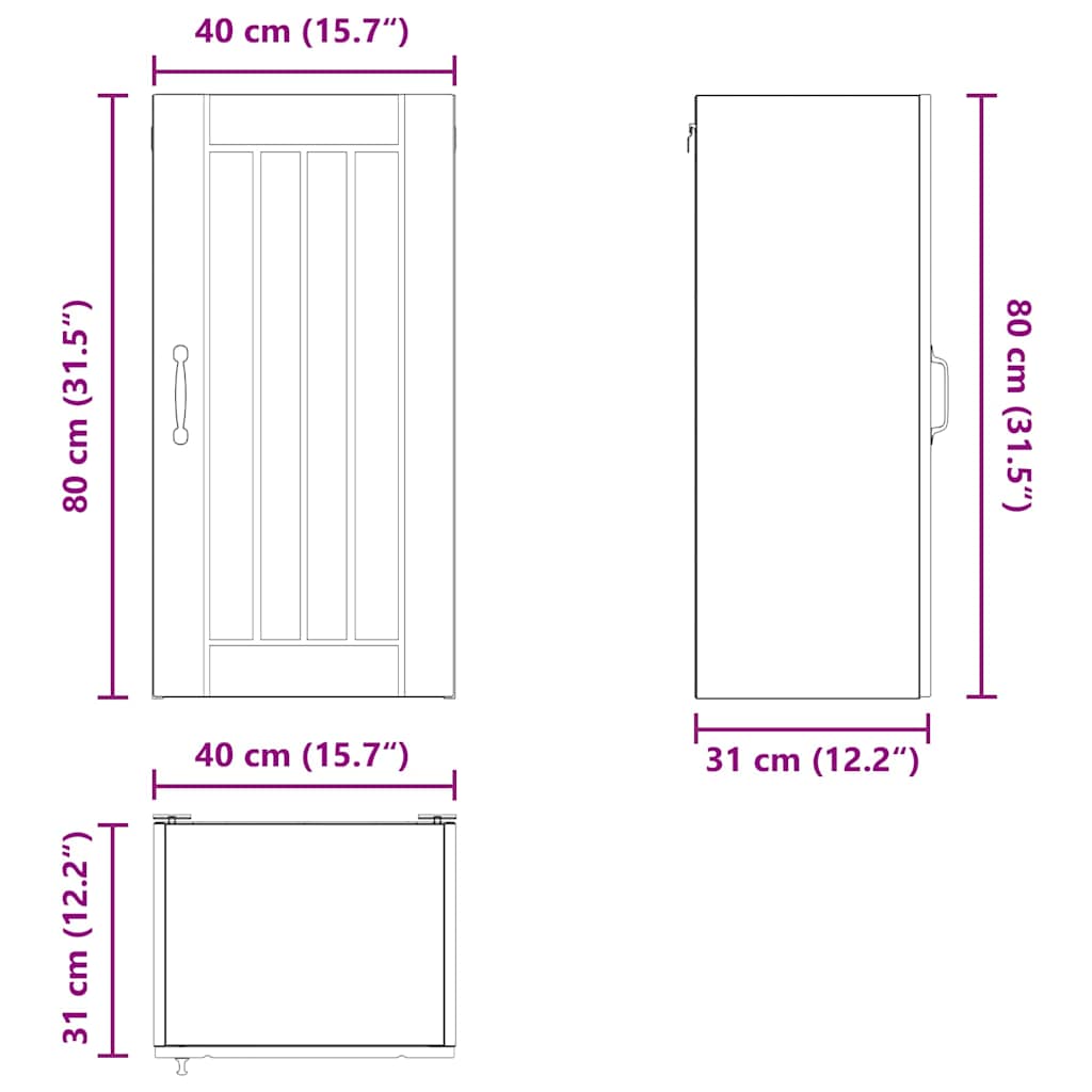 Wandschrank LUCCA Graues Sonoma 40 x 31 x 80 cm Holzwerkstoff