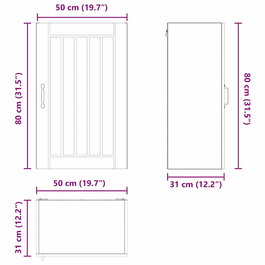 Wandschrank LUCCA Sonoma-Eiche 50 x 31 x 80 cm Holzwerkstoff