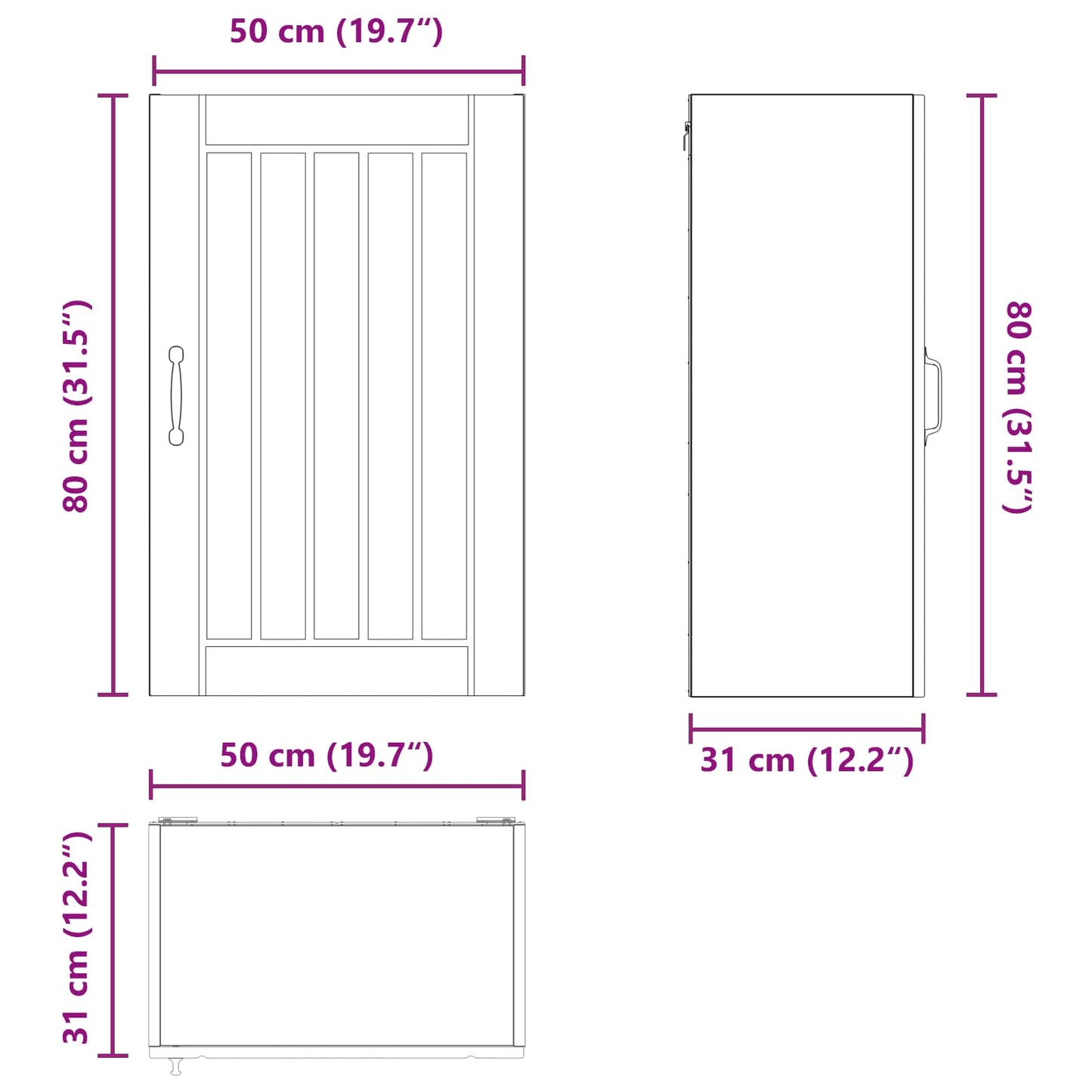 Wandschrank LUCCA Graues Sonoma 50 x 31 x 80 cm Holzwerkstoff