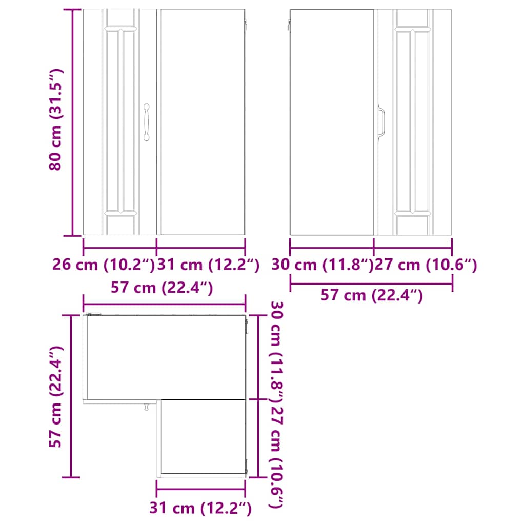 Wand-Eckschrank LUCCA Sonoma-Eiche 57 x 57 x 80 cm