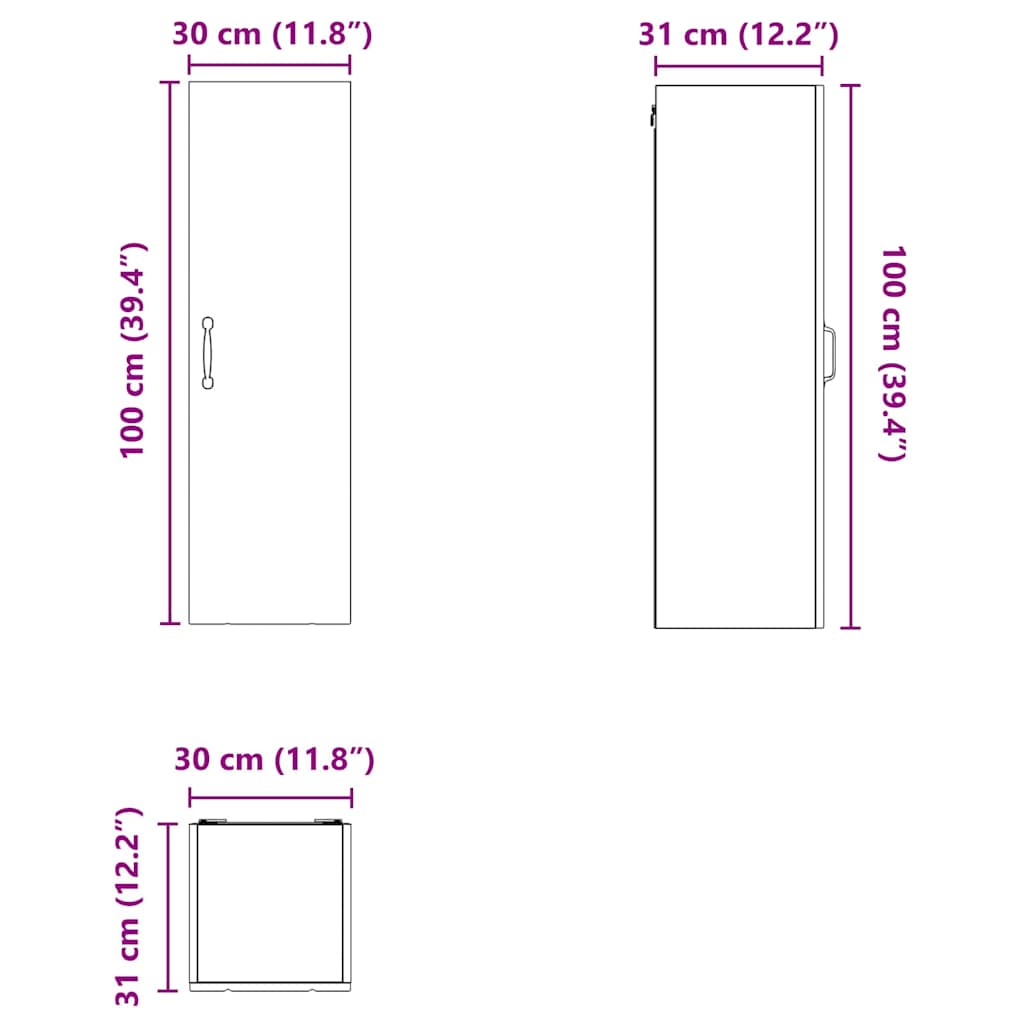 Wandschrank LUCCA Altholz 30 x 31 x 100 cm Holzwerkstoff