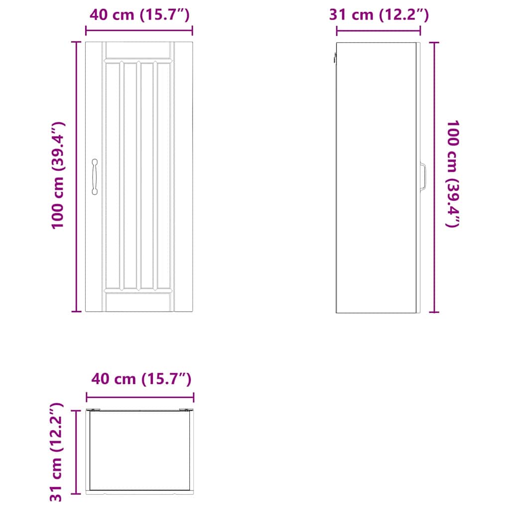 Wandschrank LUCCA Sonoma-Eiche 40 x 31 x 100 cm Holzwerkstoff