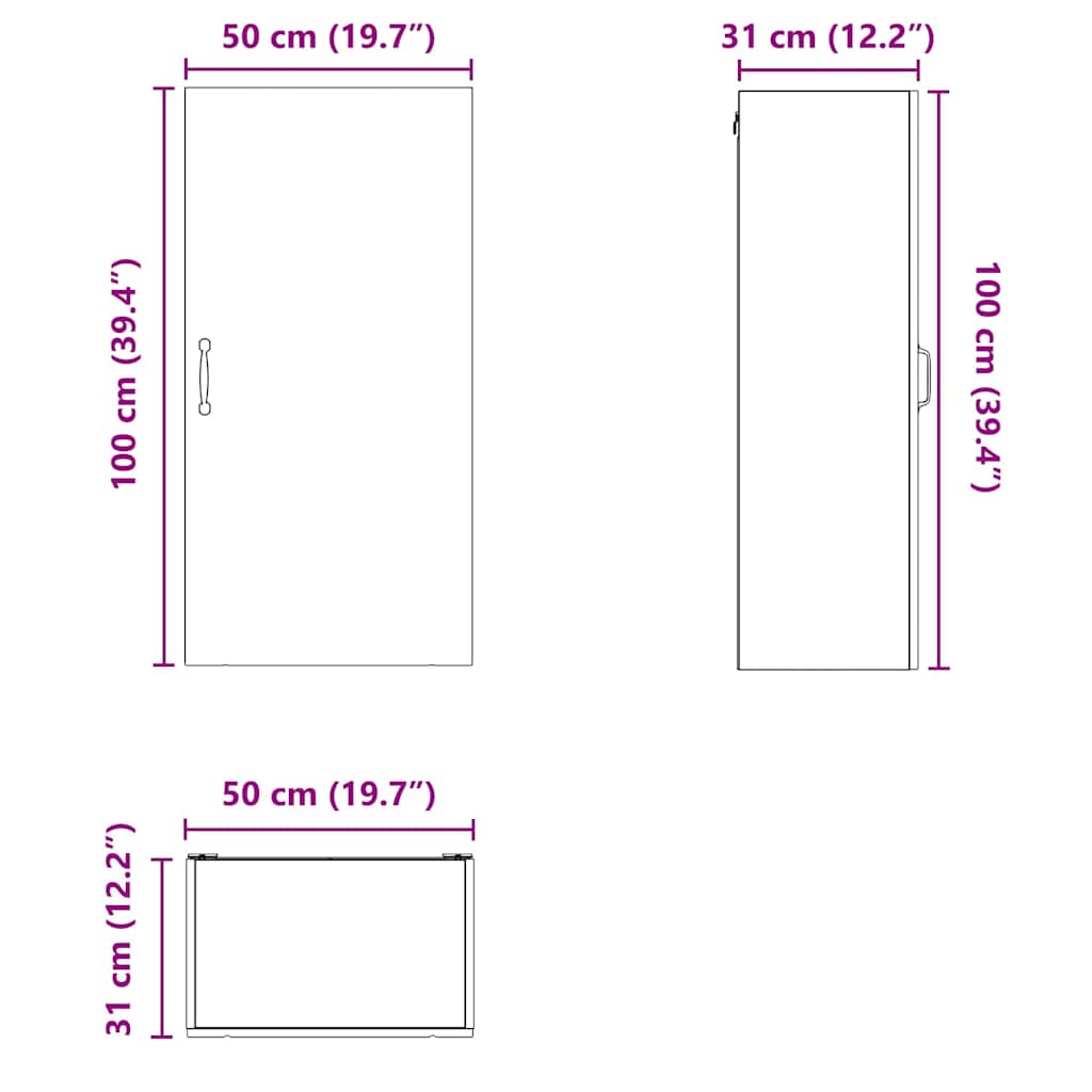 Wandschrank LUCCA Brauneiche 50 x 31 x 100 cm Holzwerkstoff