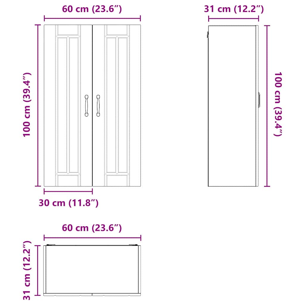 Wandschrank LUCCA Schwarz 60 x 31 x 100 cm Holzwerkstoff