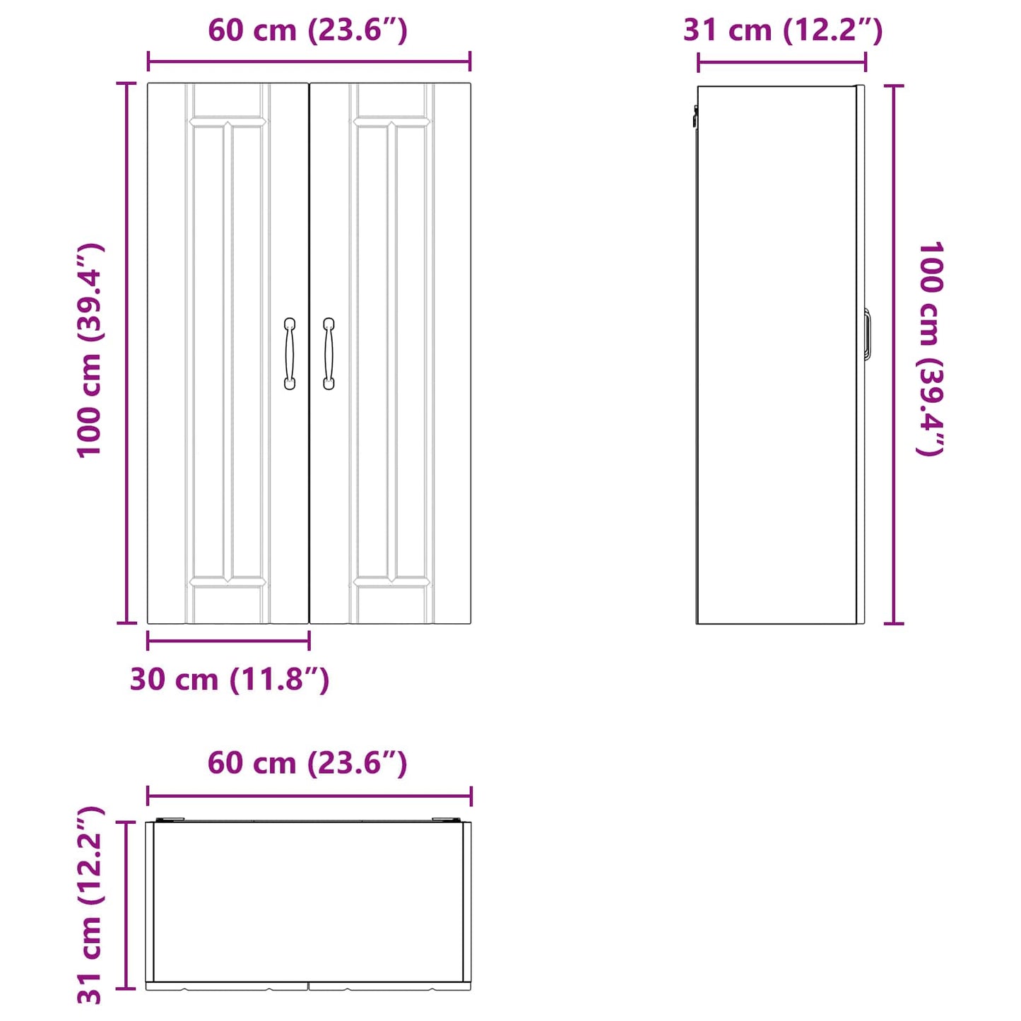 Wandschrank LUCCA Altholz 60 x 31 x 100 cm Holzwerkstoff