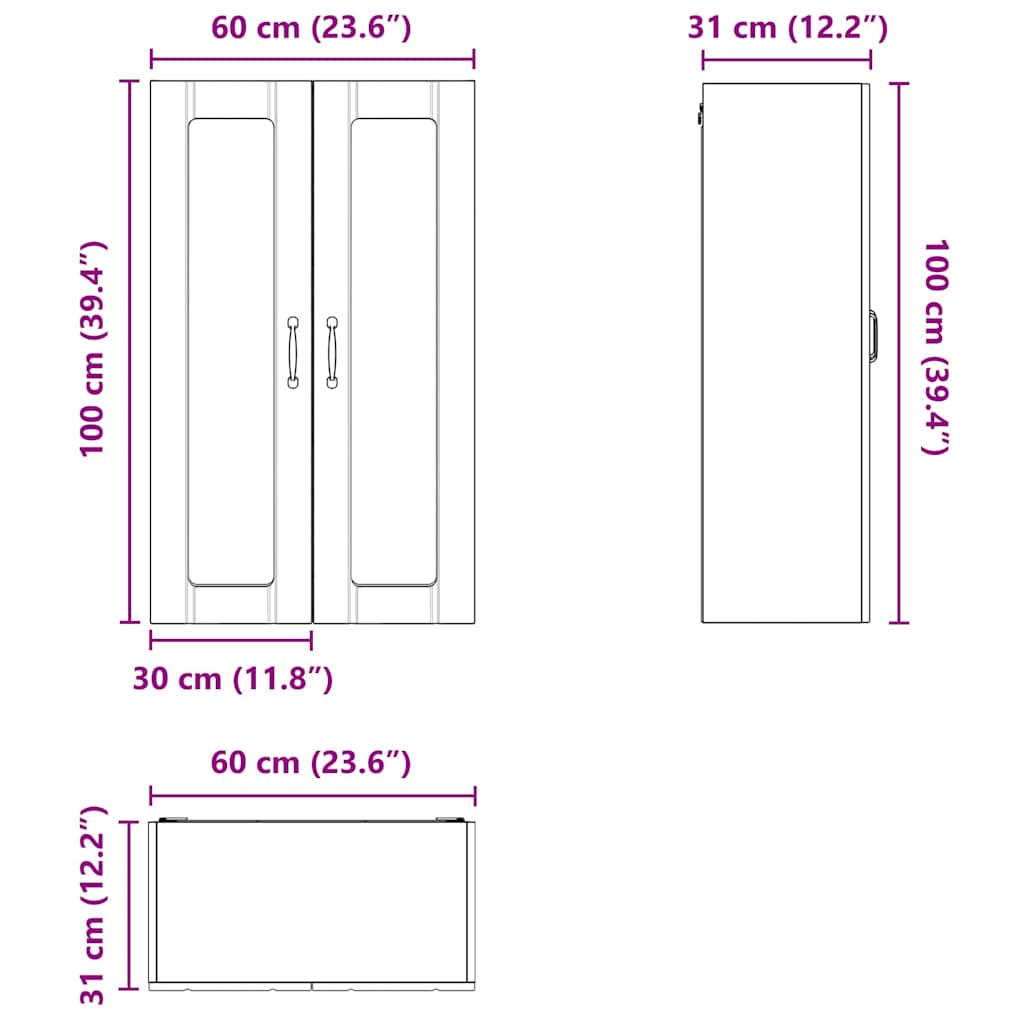 Wandglas-Schrank LUCCA Weiß 60 x 31 x 100 cm Holzwerkstoff