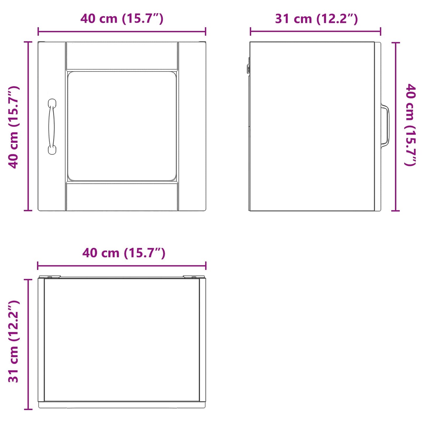 Wandglas-Schrank PORTO 2 stk. Beton Grau Holzwerkstoff