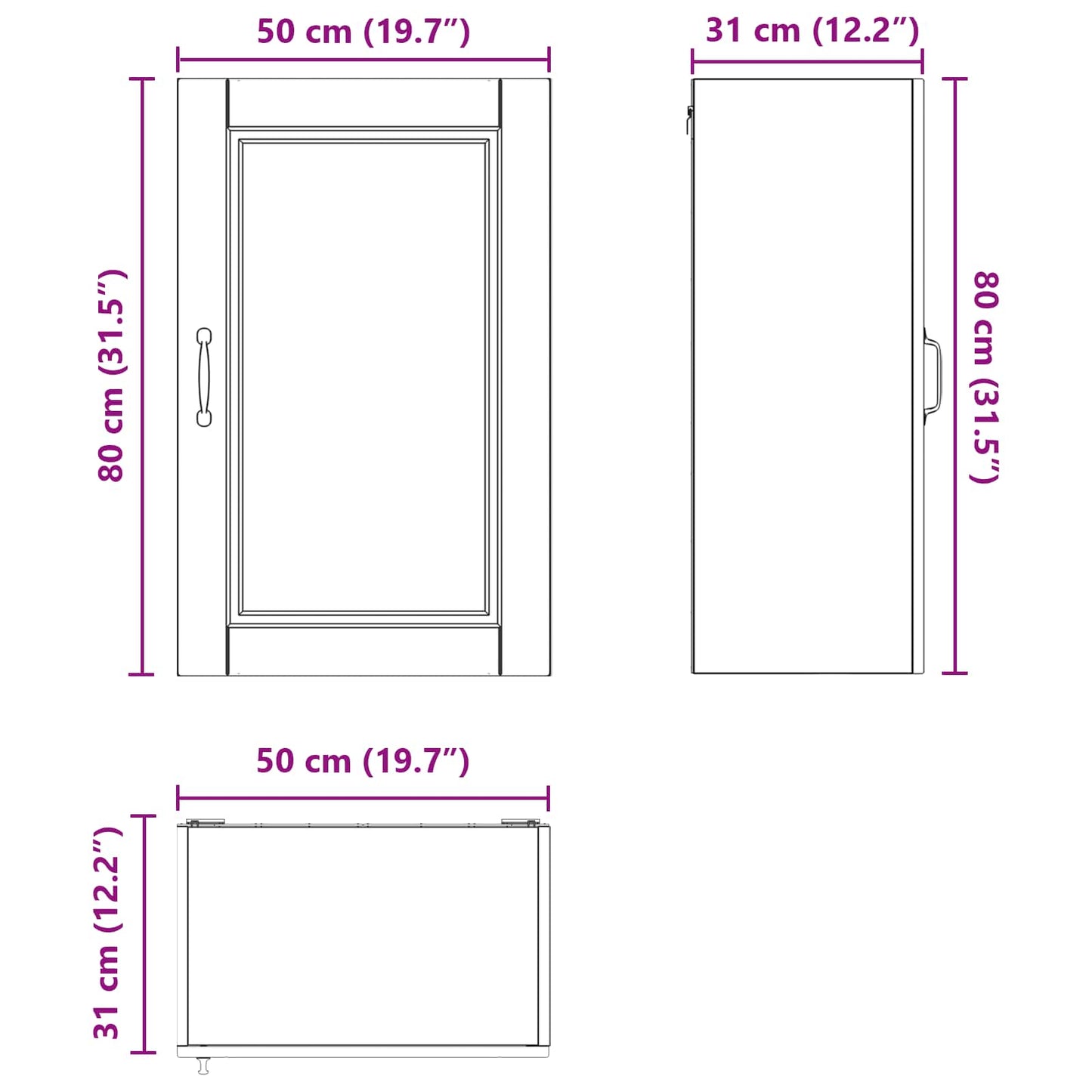Wandschrank PORTO Sonoma-Eiche 50 x 31 x 80 cm Holzwerkstoff