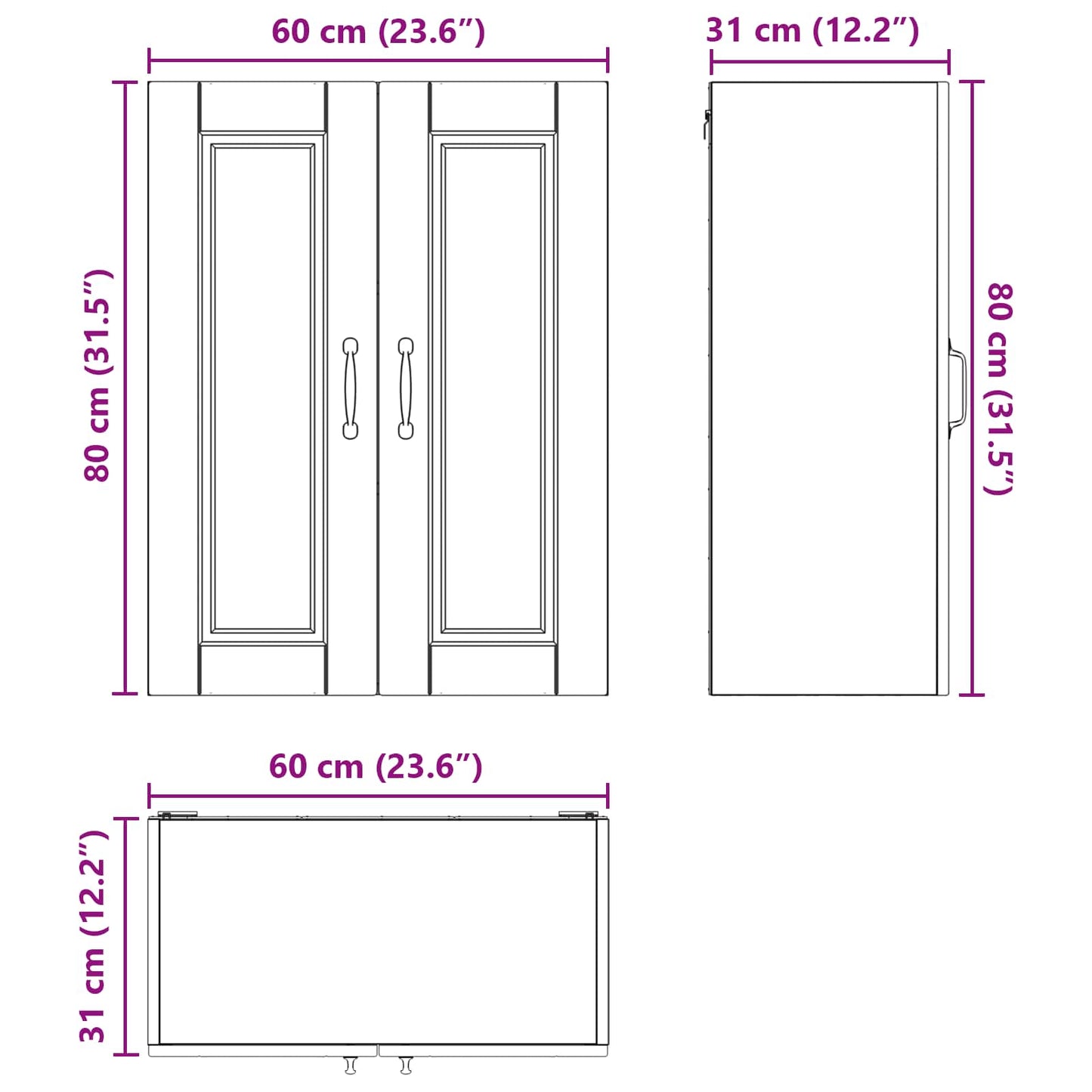 Wandschrank PORTO Braun Eichen-Optik 60 x 31 x 80 cm