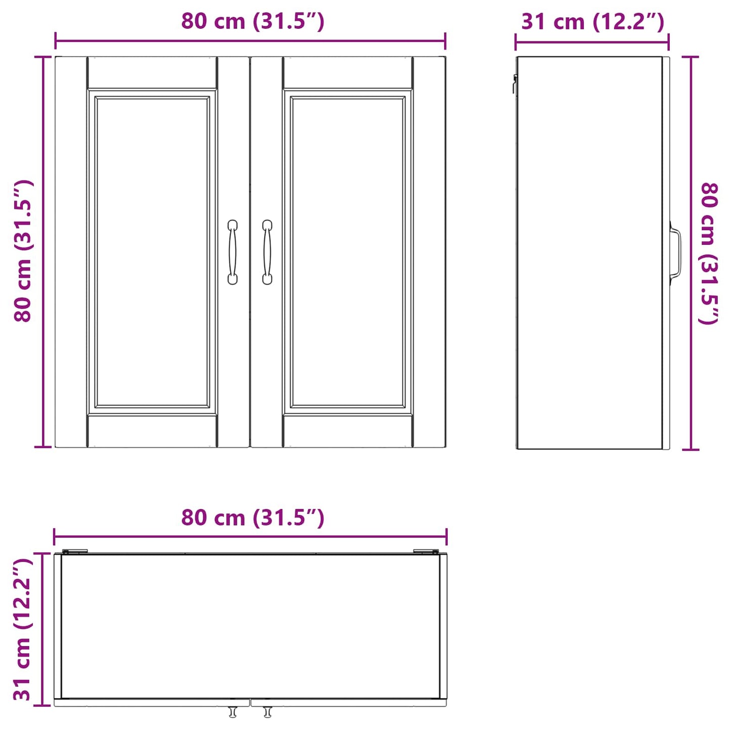 Wandschrank PORTO Altholz 80 x 31 x 80 cm Holzwerkstoff