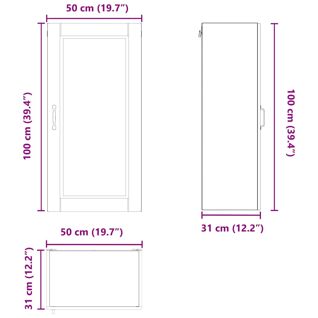 Wandschrank PORTO Braun Eichen-Optik 50 x 31 x 100 cm