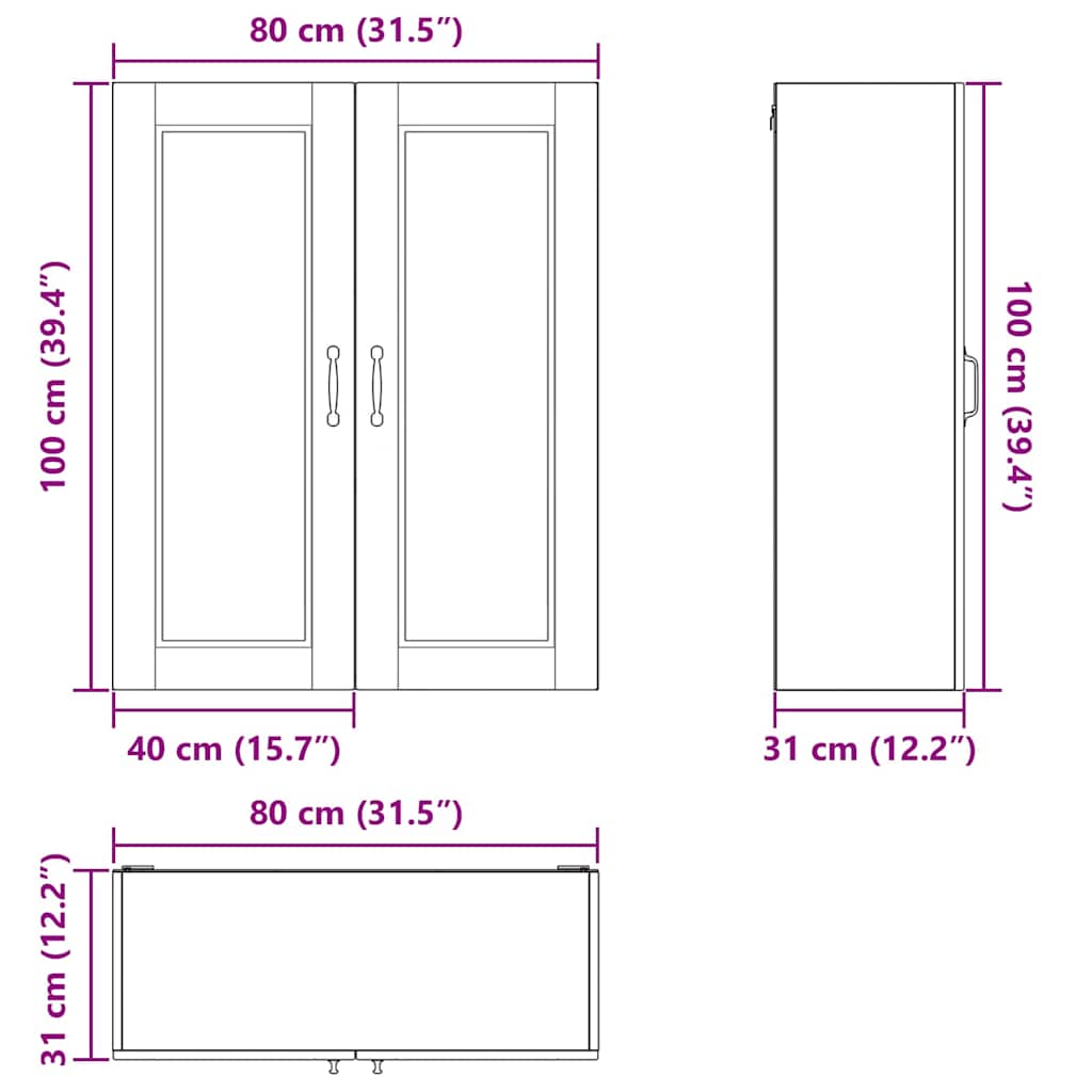 Wandschrank PORTO Braun Eichen-Optik 80 x 31 x 100 cm