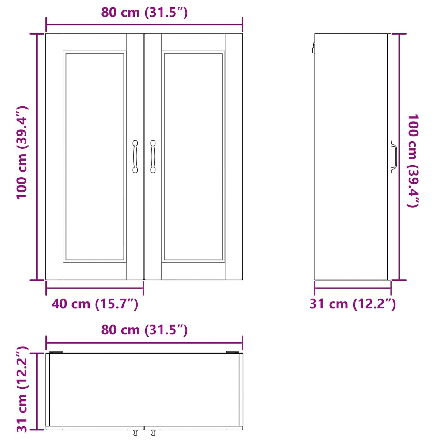 Wandschrank PORTO Artisan-Eiche 80 x 31 x 100 cm Holzwerkstoff