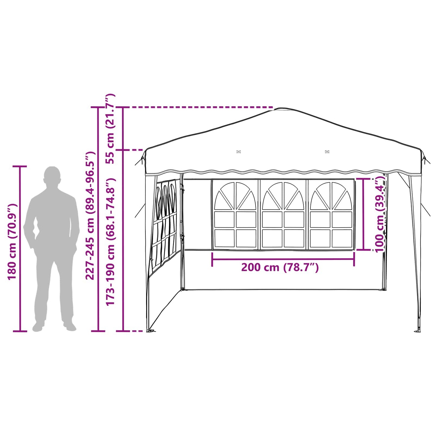 Pop-up Partyzelt 288 x 288 x 245 cm Grün Oxford-Stoff