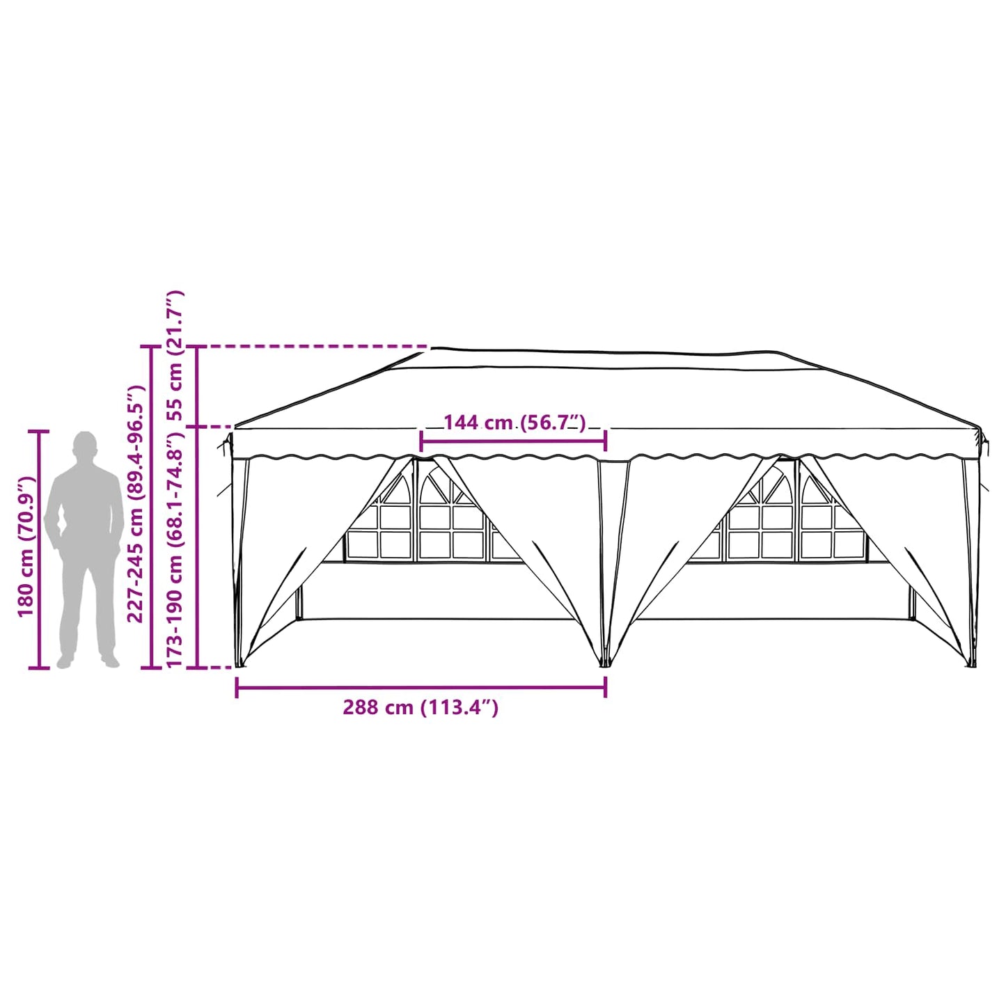 Pop-up Partyzelt 575 x 288 x 245 cm Antrazit