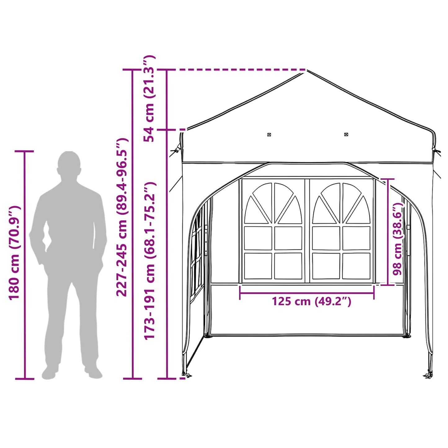 Pop-up Partyzelt 192 x 192 x 245 cm Grün