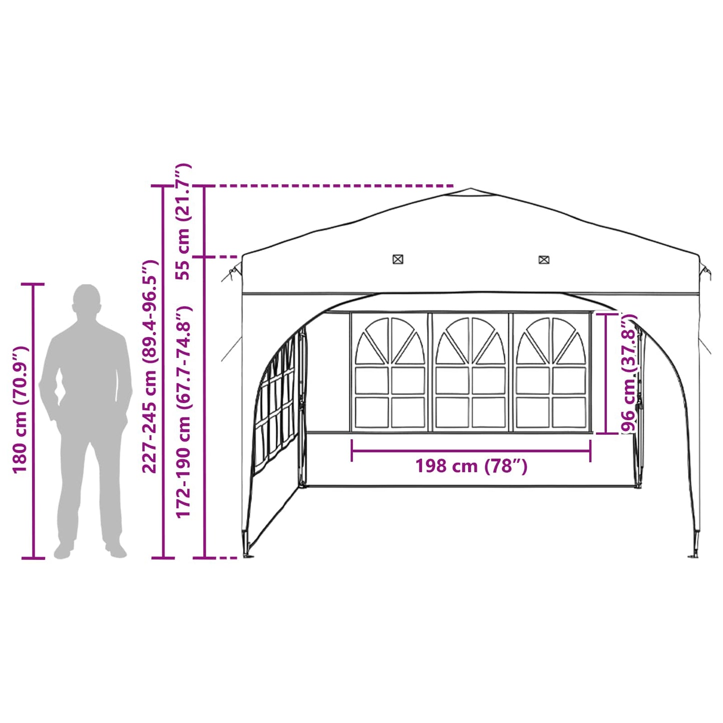 Pop-up Partyzelt 290 x 290 x 245 cm Antrazit