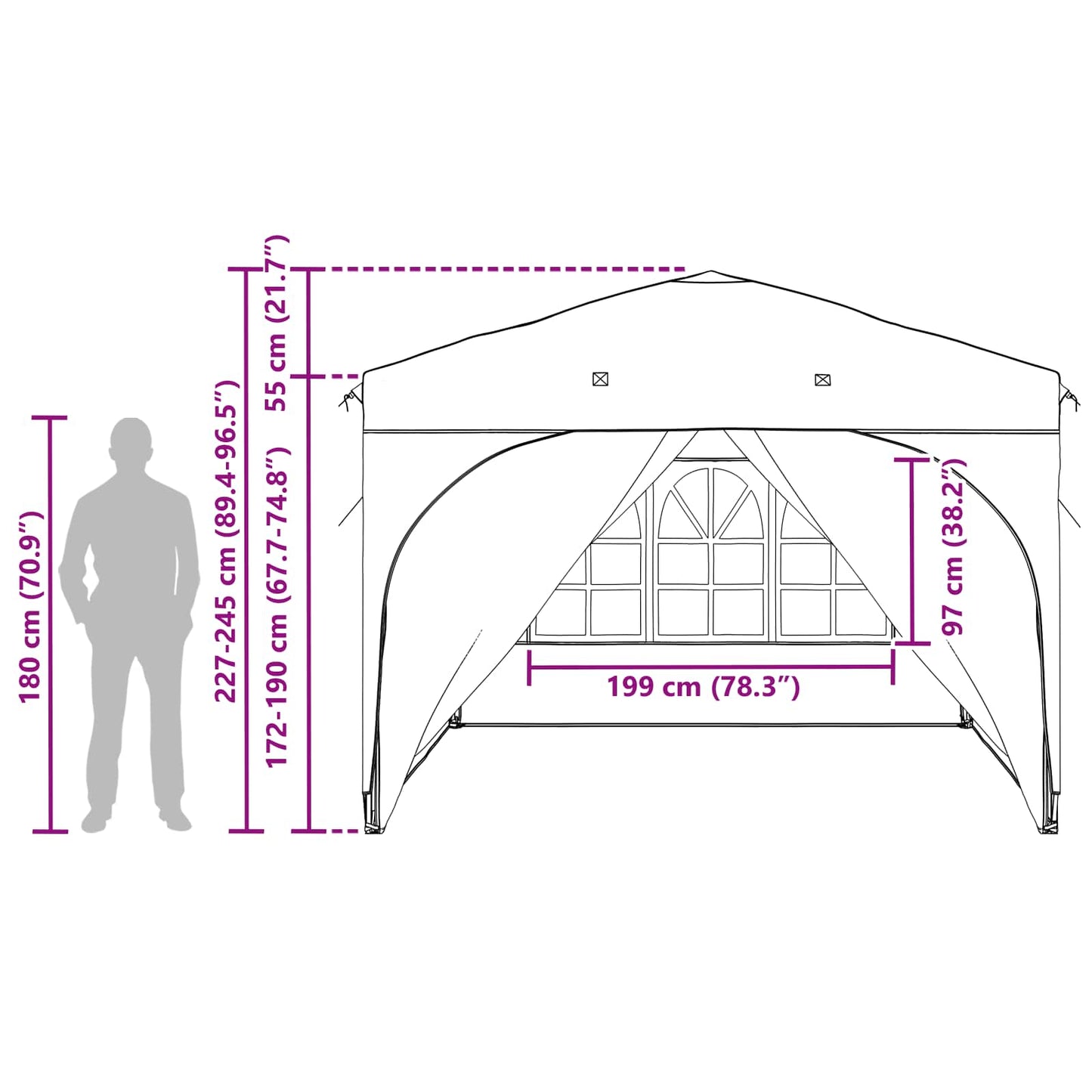 Pop-up Partyzelt 290 x 290 x 245 cm Bordeauxrot