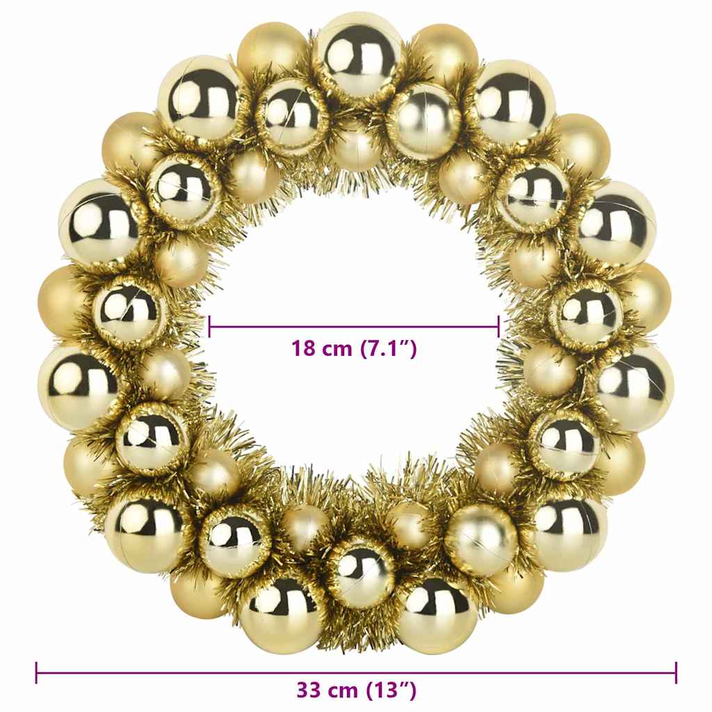 Weihnachtsballkränze 2 Stk. LEDs Gold 33 x 33 x 7 cm Polystyrol