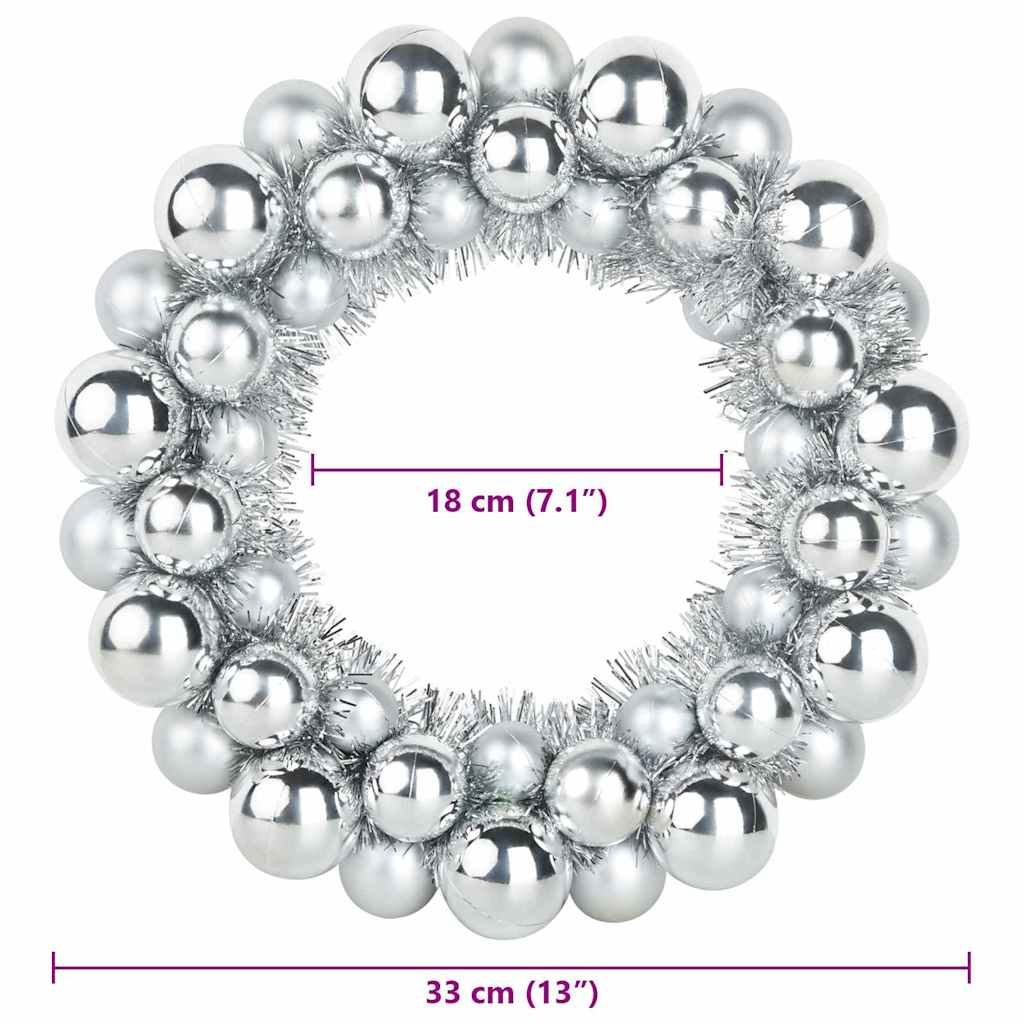 Weihnachtsballkränze 2 Stk. Silber 33 x 33 x 7 cm Polystyrol