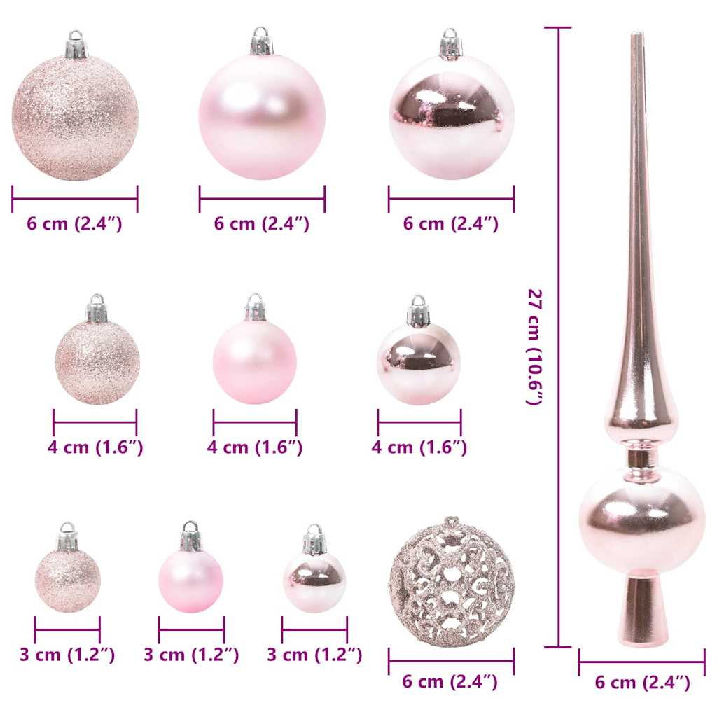 Weihnachtskugel-Set 120 stk. 300 LEDs Warmes Weiß Ø 6 cm