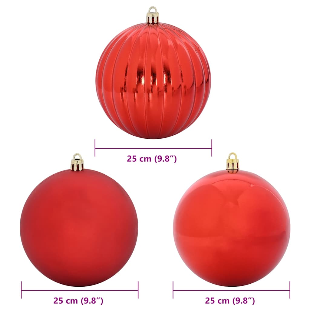 Weihnachtsbaumkugel Set XXL 3 Stk. LEDs Rot Ø 25 cm Kunststoff