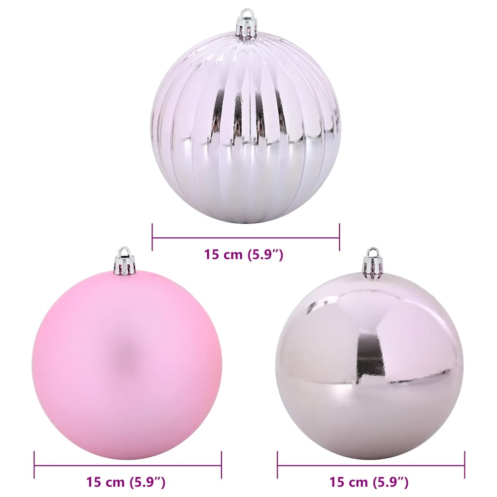 Weihnachtsbaumkugel Set XL 9 Stk. LEDs Rosa Ø 15 cm Kunststoff