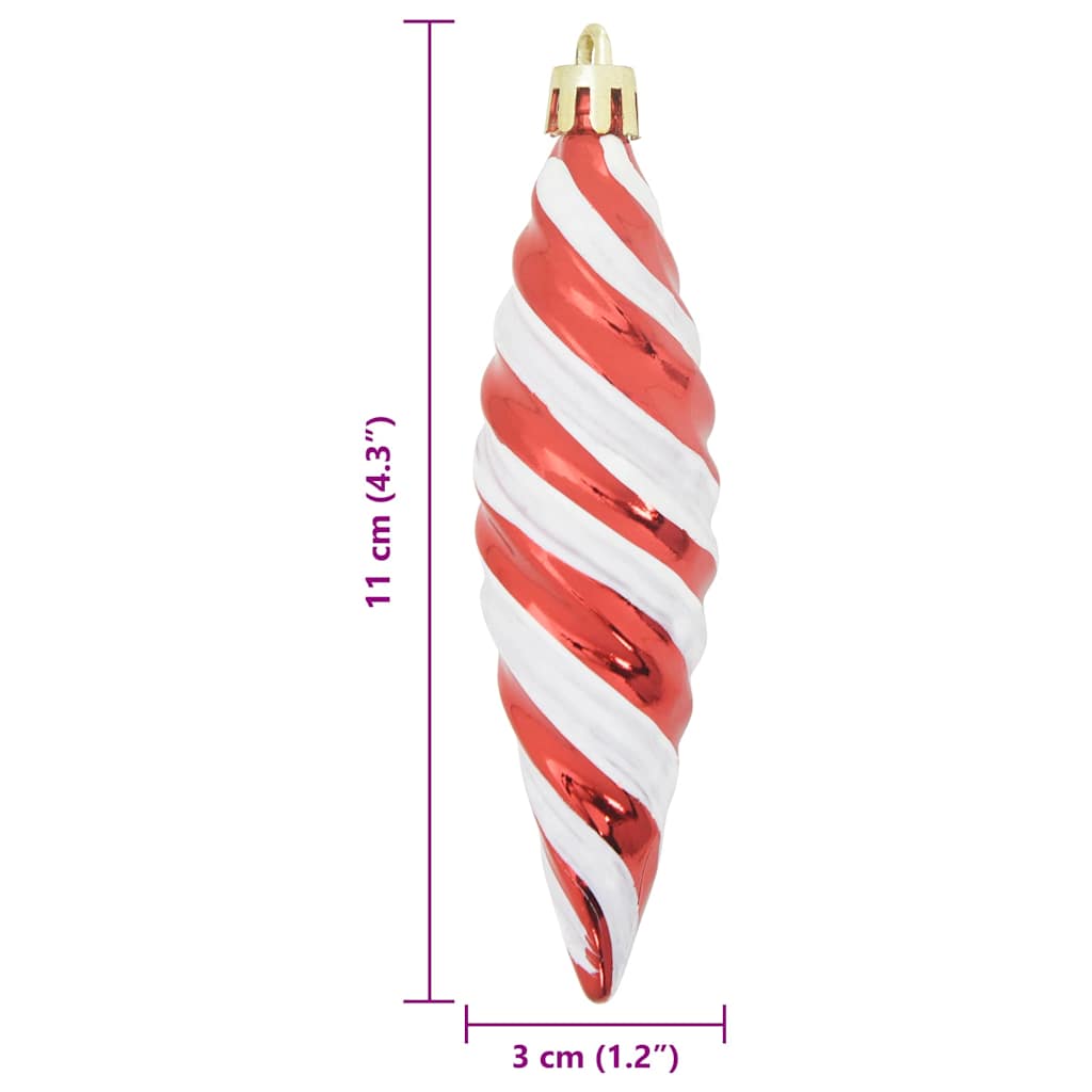Christmas Spiral Shape Ball 40 Stk. Rot 3 x 11 cm Kunststoff
