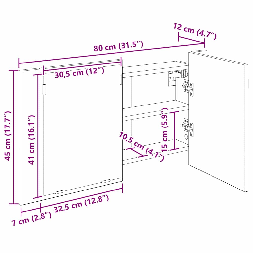 Badezimmerspiegelschrank Artisan-Eiche 80 x 12 x 45 cm