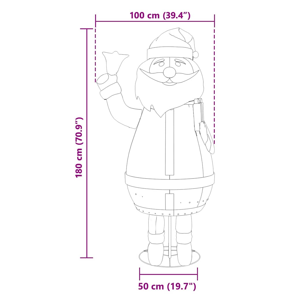 Weihnachtsmann 200 LEDs Warmes Weiß 100 x 180 cm Stoff