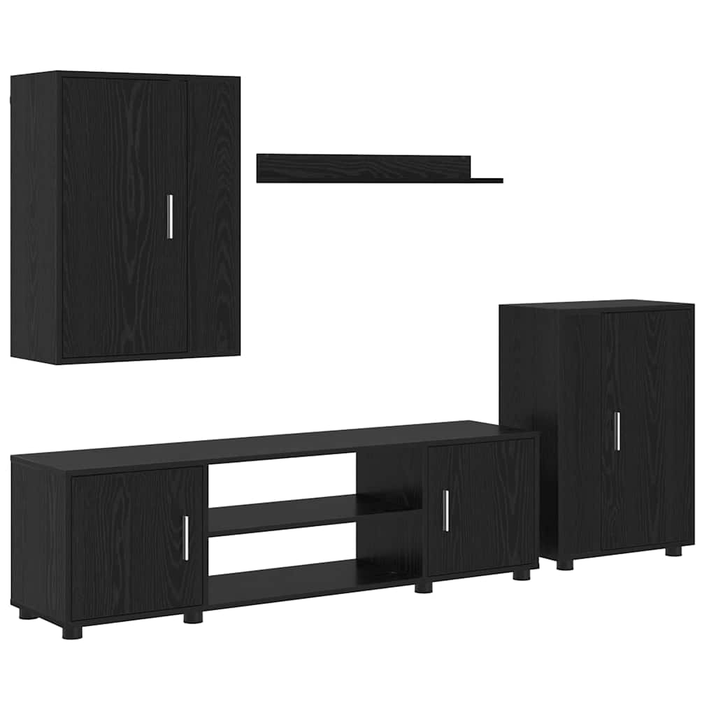 4-teilige TV-Schrank Set 4 pcs Schwarze Eiche Holzwerkstoff