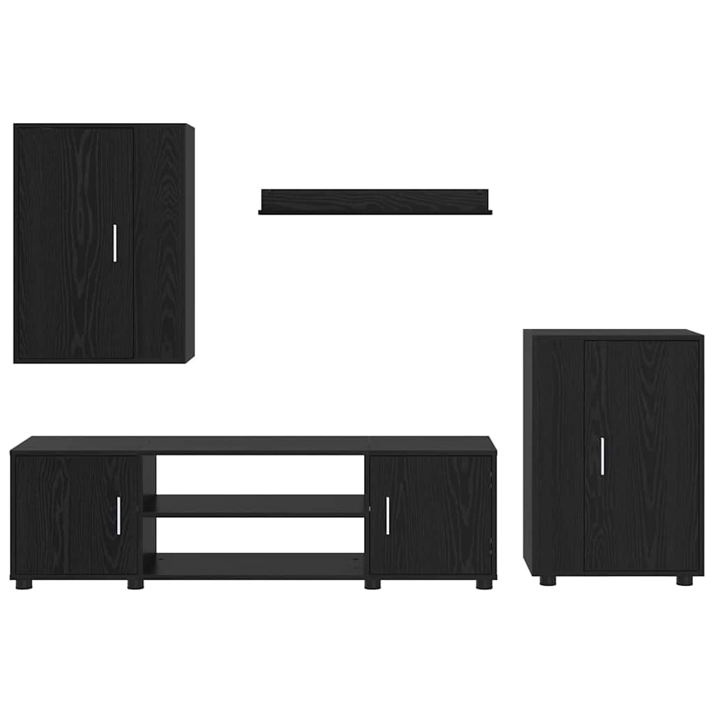 4-teilige TV-Schrank Set 4 pcs Schwarze Eiche Holzwerkstoff