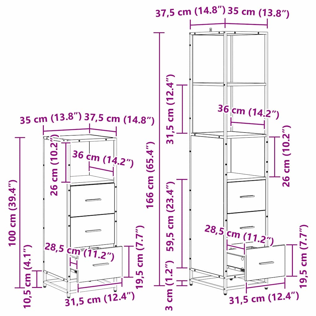 Badezimmermöbel-Set 4 stk. Altholz 80 x 33 x 60 cm