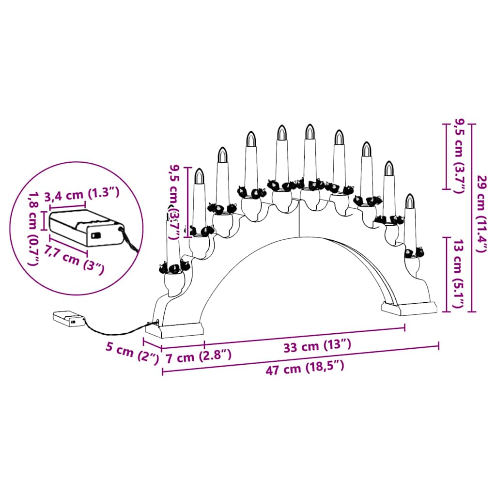 Weihnachtskerzenbogen mit 10 LED Kerzen 3 stk. LEDs Warmes Weiß