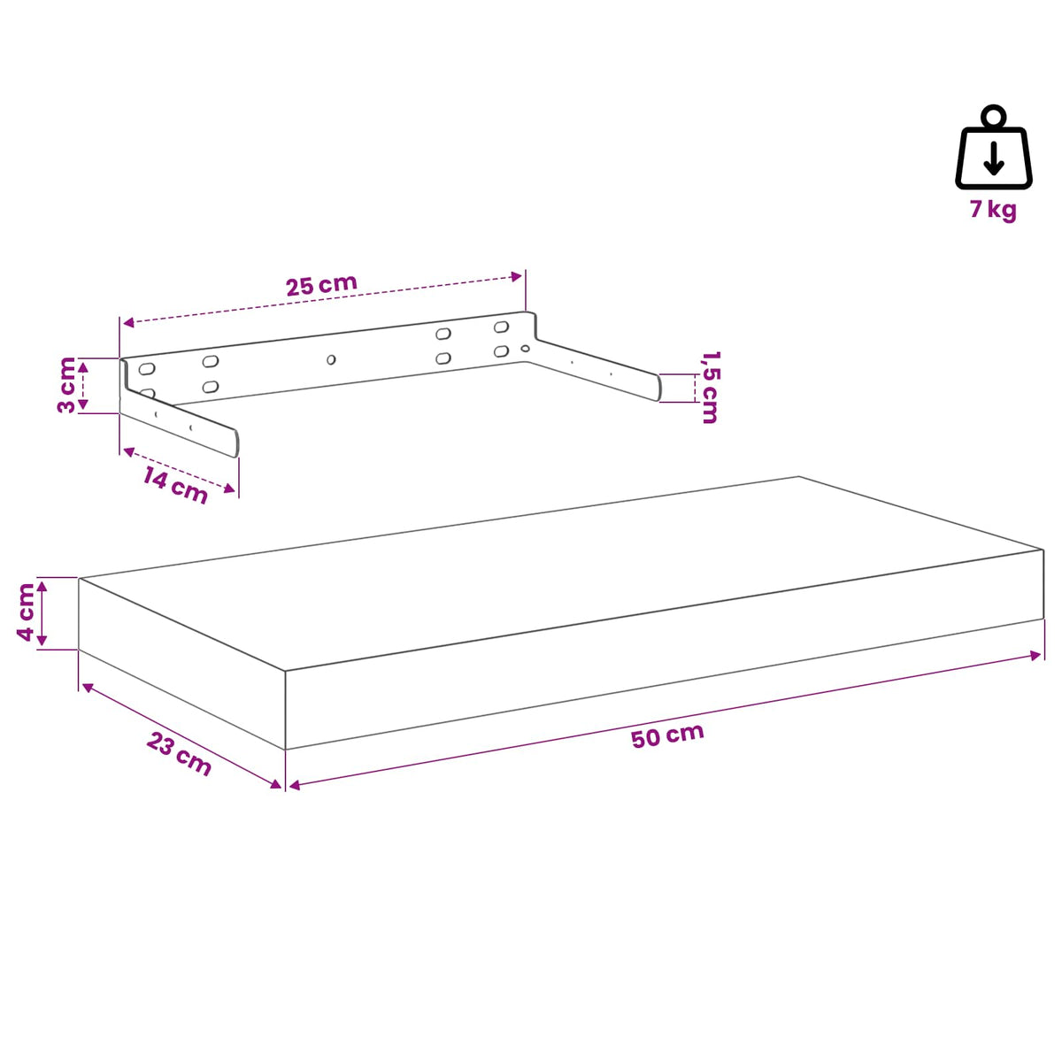 Wandregal 2 stk. Rot 50 x 23,5 x 3,8 cm Holzwerkstoff