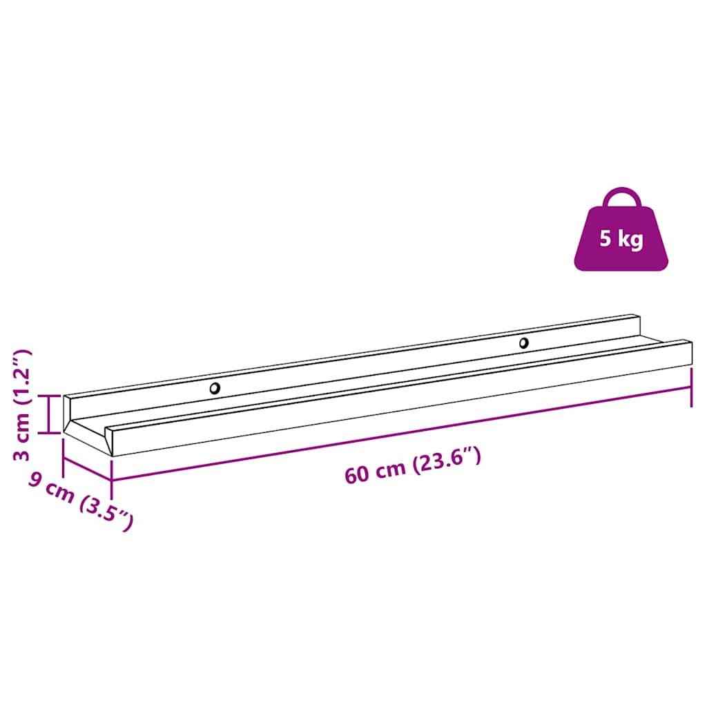 Wandregal Wandhalterung 2 Stk. Braun 60 x 9 x 3 cm