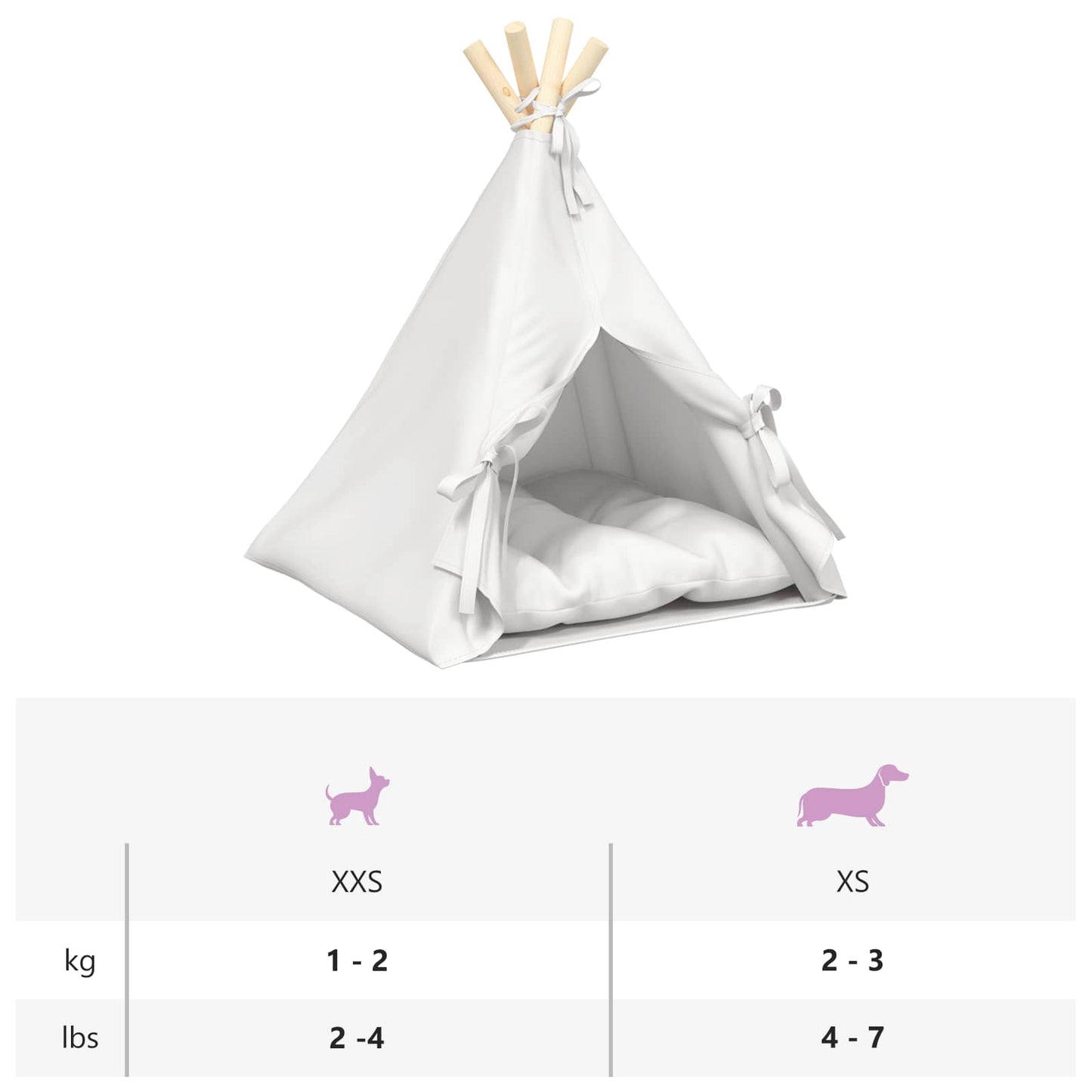 Haustier-Tipi mit Kissen Weiß 40 x 40 x 50 cm Polyester