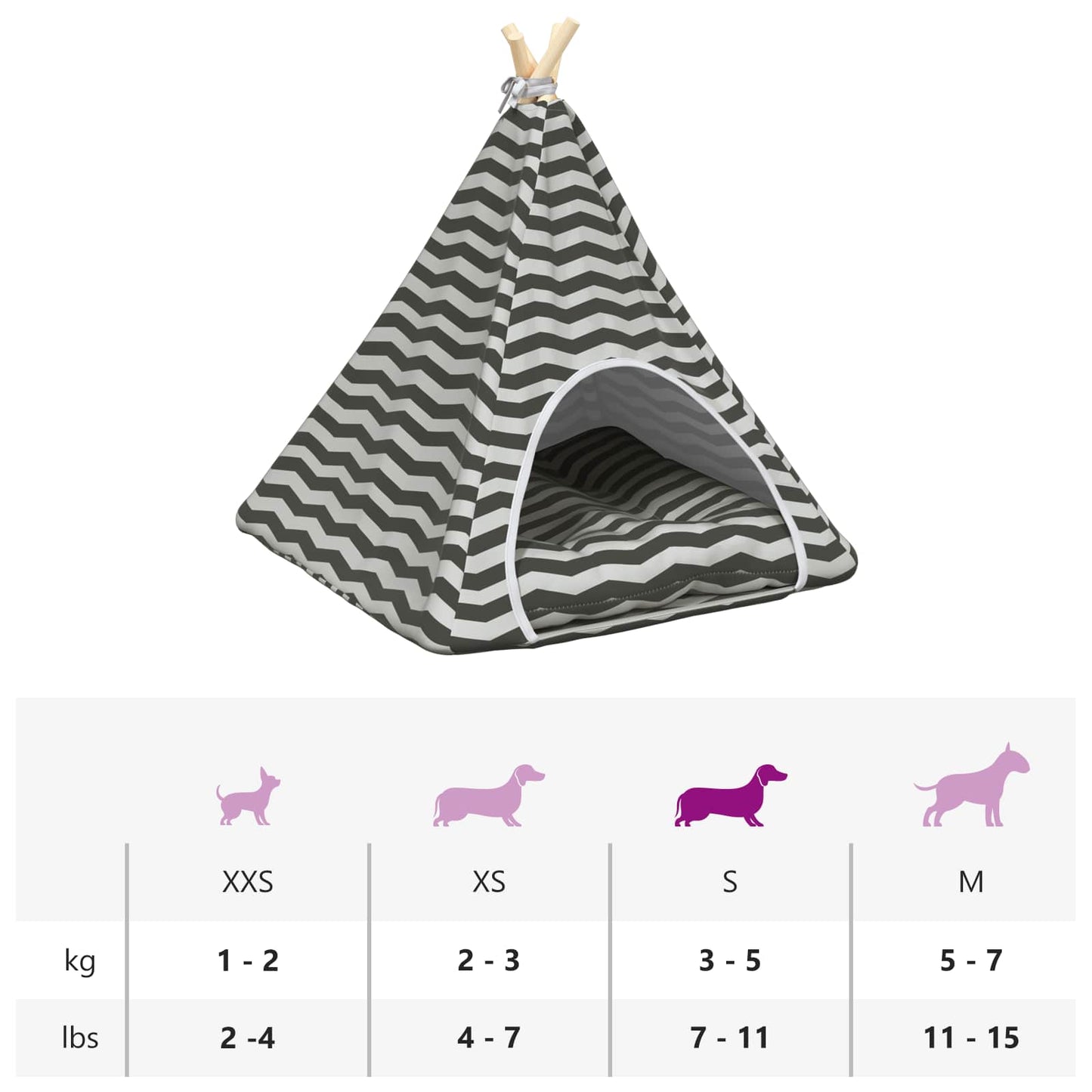 Haustier-Tipi mit Kissen Weiß und Grau 60 x 60 x 70 cm
