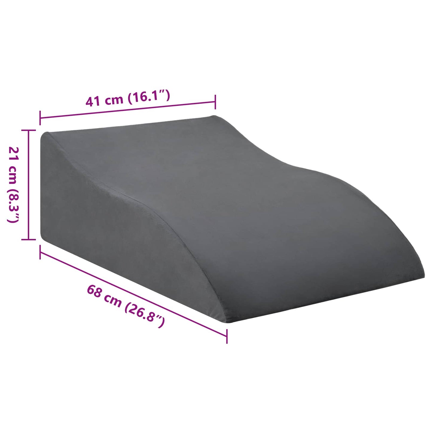Beinkissen 68 x 41 x 21 cm PU-Schaum Grau