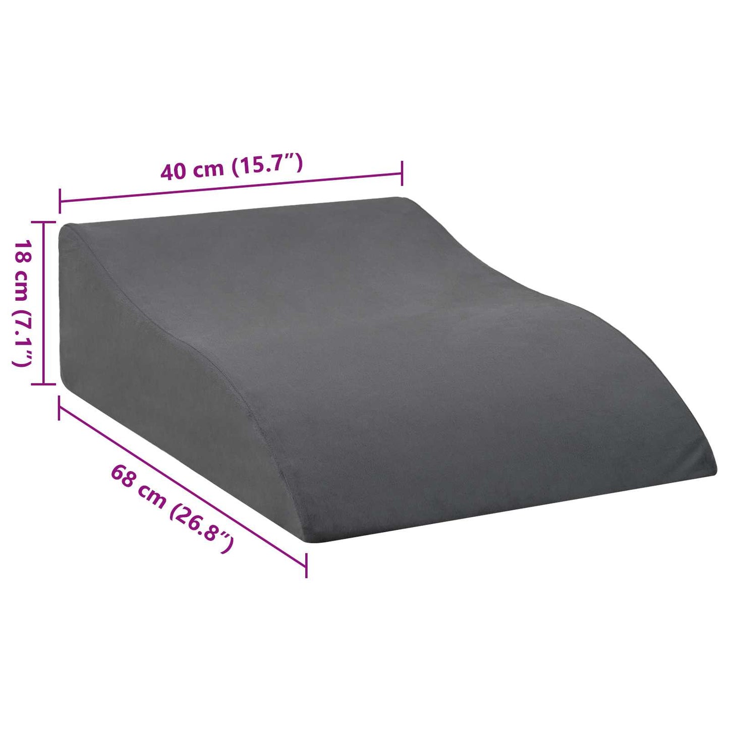 Beinkissen 68 x 40 x 18 cm PU-Schaum Grau