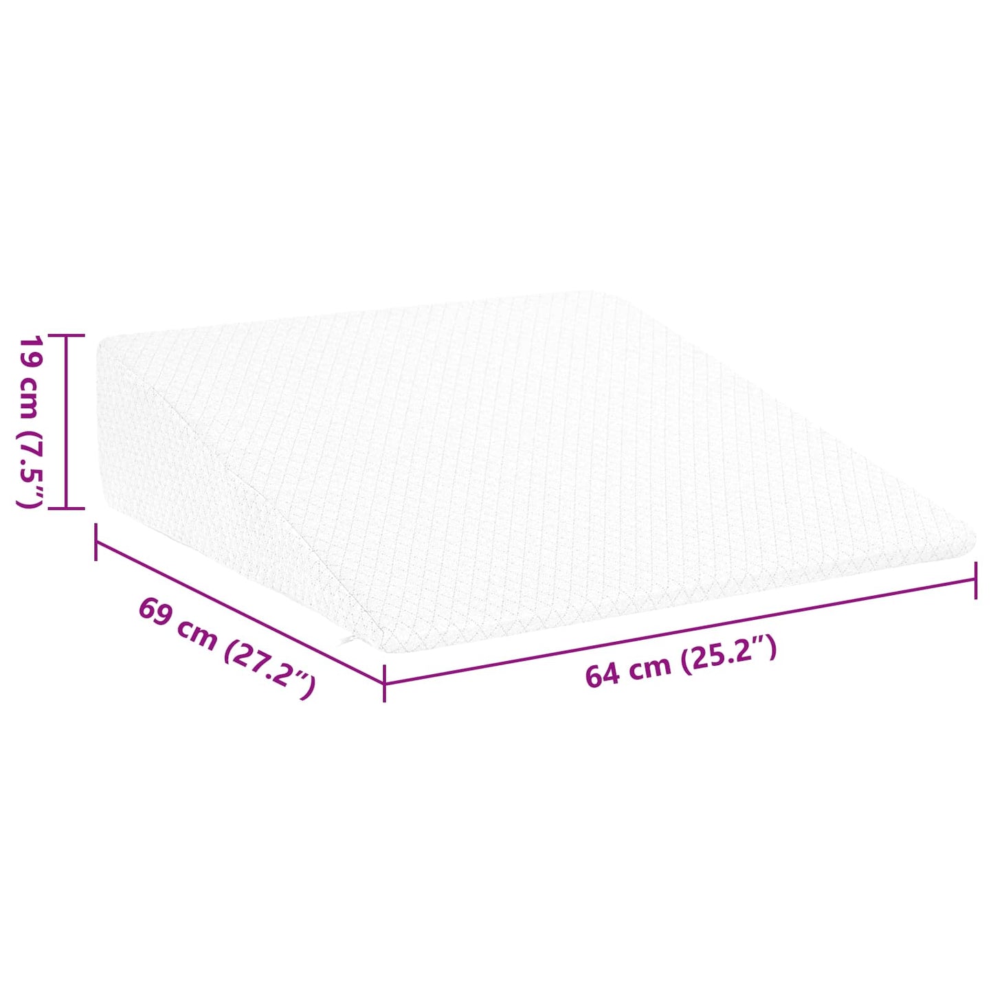 Keil Kopfkissen 69 x 64 x 19 cm Mittel Viscoschaum Weiß