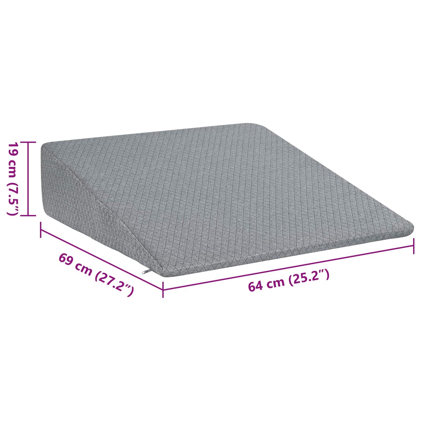 Keil Kopfkissen 69 x 64 x 19 cm Mittel Viscoschaum Grau