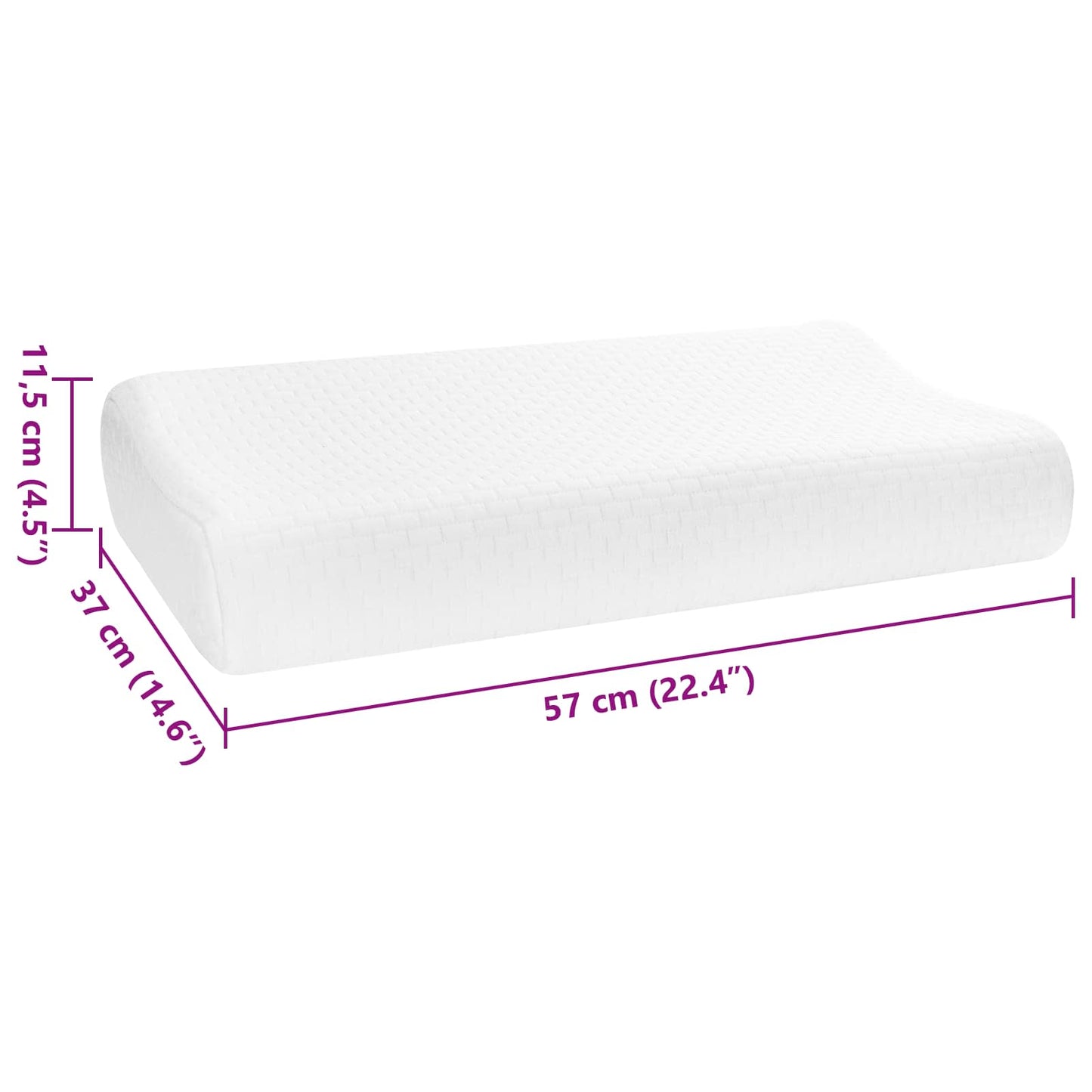 Schlafkissen 57 x 37 x 11,5 cm Mittel Viscoschaum Weiß