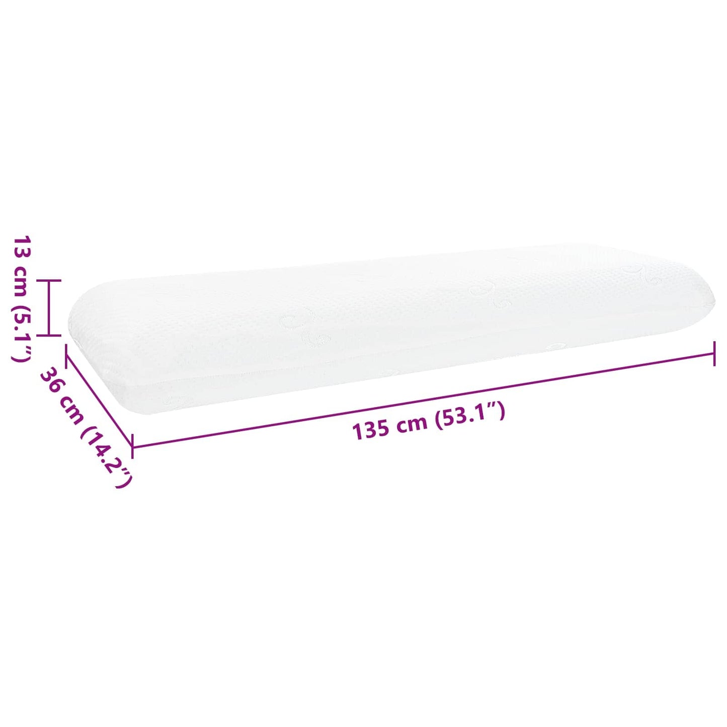 Schlafkissen 135 x 36 x 13 cm Mittel Gel-Speicherschaum Weiß