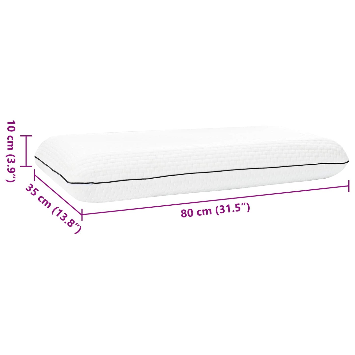 Schlafkissen 80 x 35 x 10 cm Mittel Gelschaum Weiß