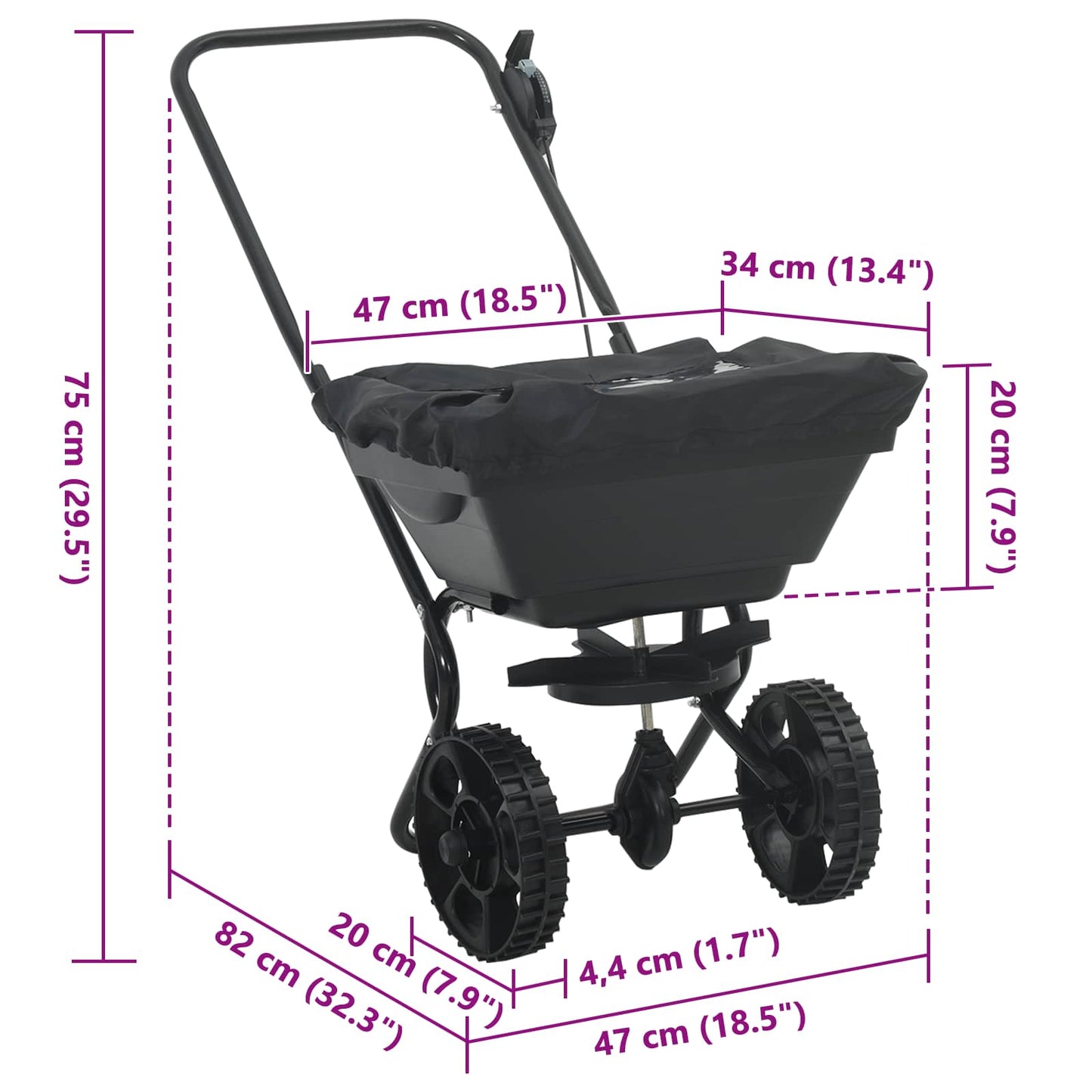 Streuer Schwarz 82 x 46 x 75 cm PVC und Stahl